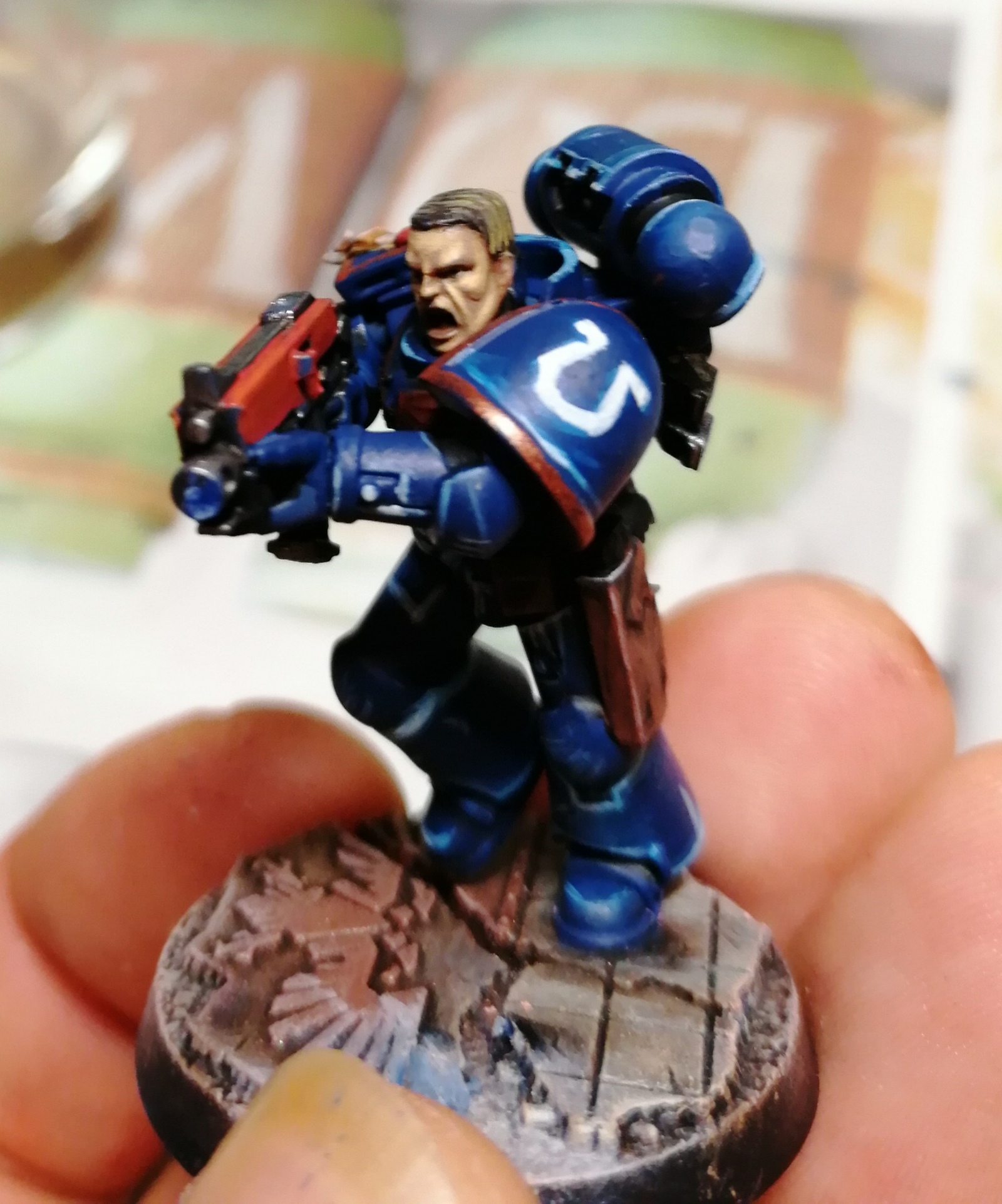 The first attempts to paint the Space Marines - My, Warhammer 40k, Space Marine, Ultramarines, Painting miniatures, Longpost