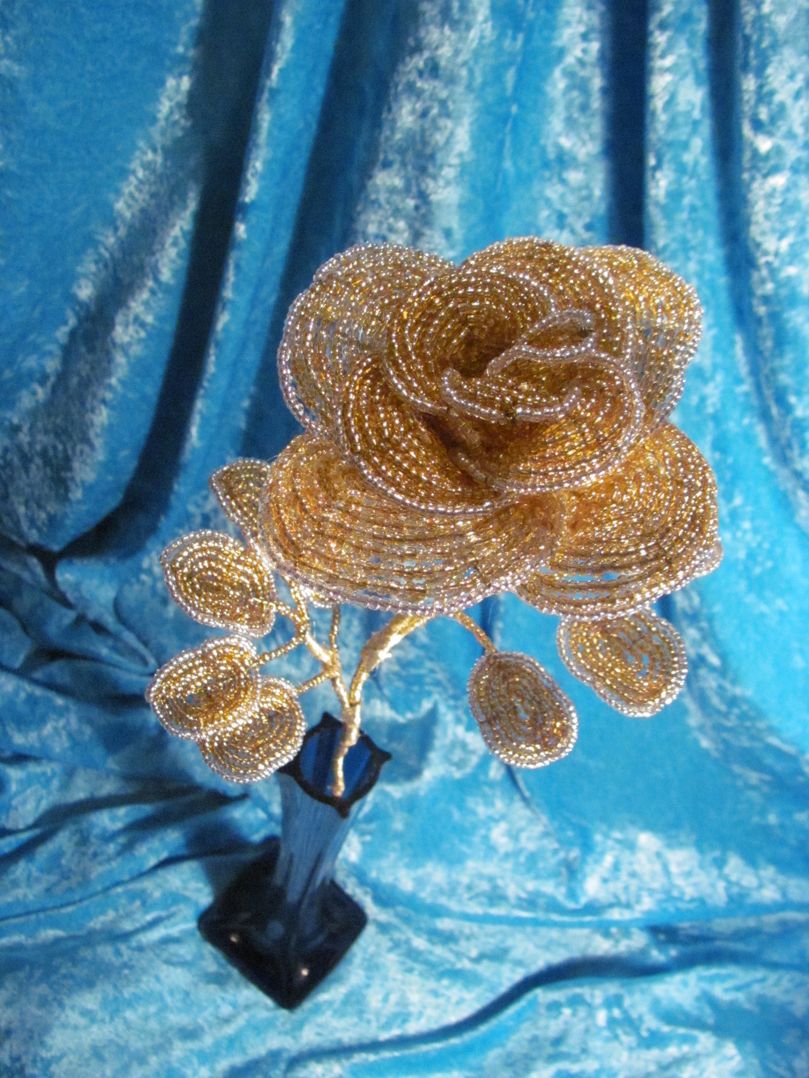 Golden roses from beads - Longpost, Souvenirs, the Rose, Beads, Needlework without process, Needlework, My