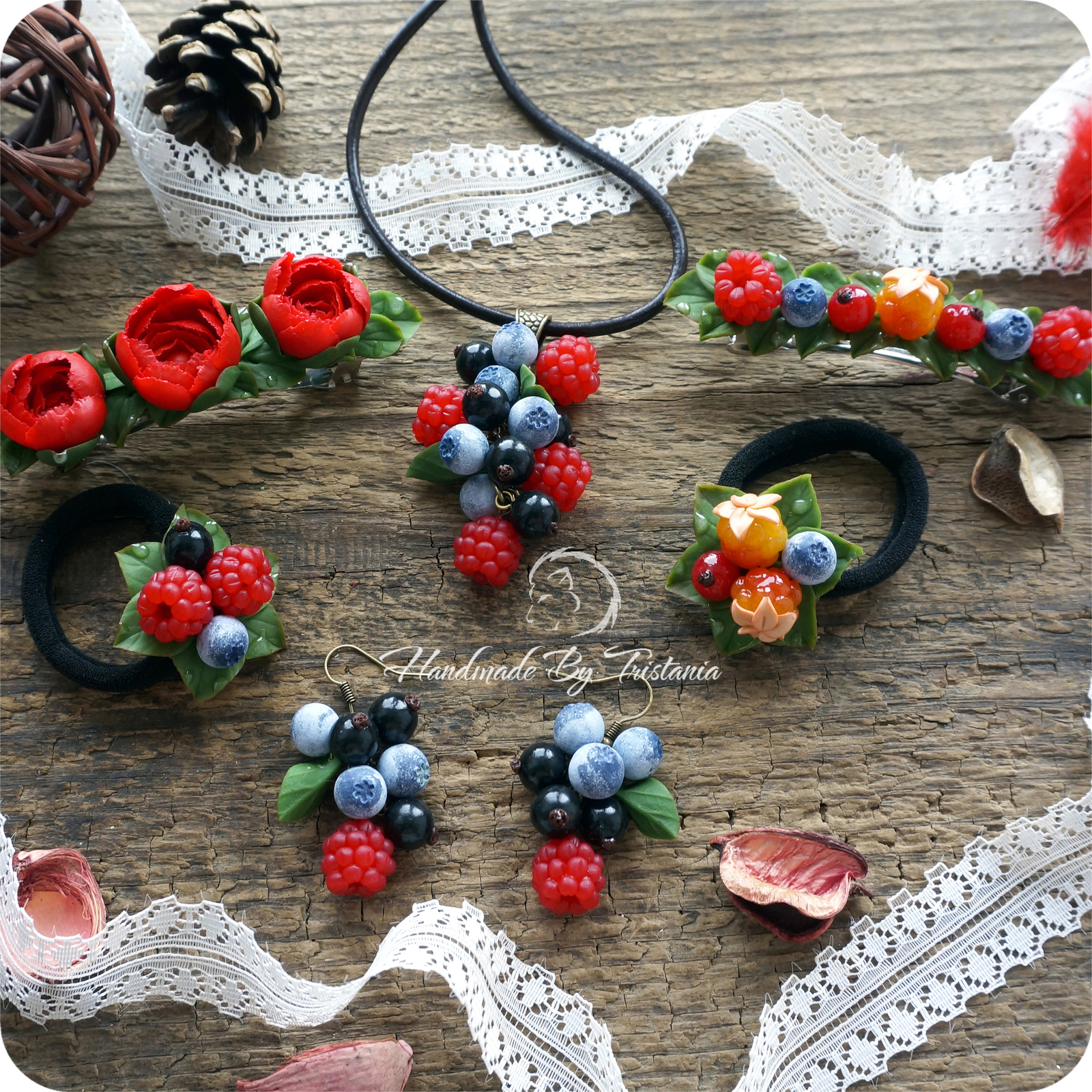 I'm Sdelal #9 - My, Needlework without process, Decoration, Polymer clay, Handmade, A bracelet, Brooch, Earrings, Longpost