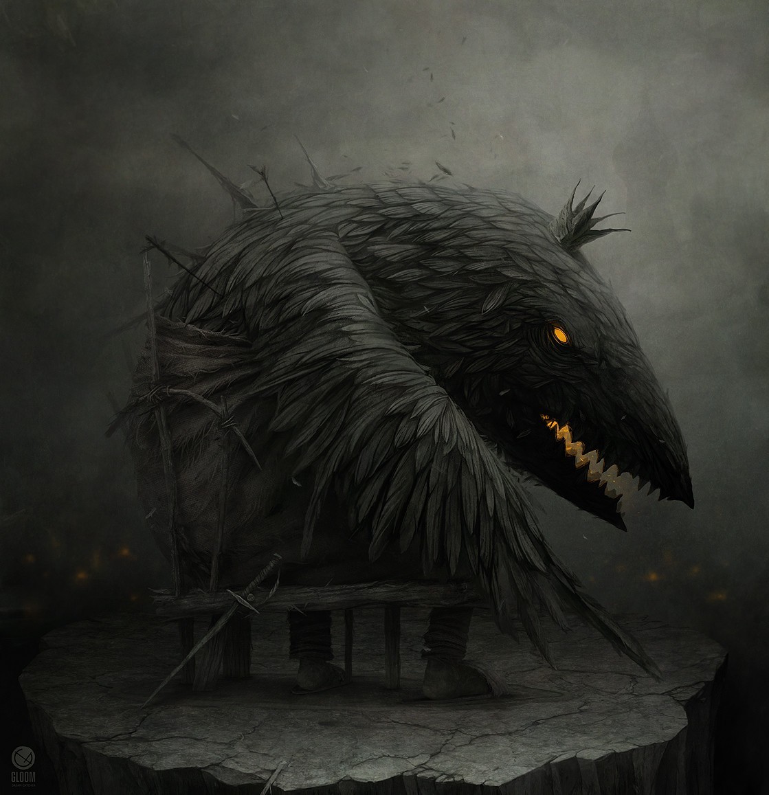 Feathers - Art, Drawing, Creatures, Anton Semenov