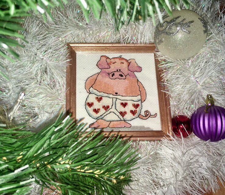 Cross stitch pig - My, Cross-stitch, Piggy, Needlework, Embroidery, Presents, Longpost