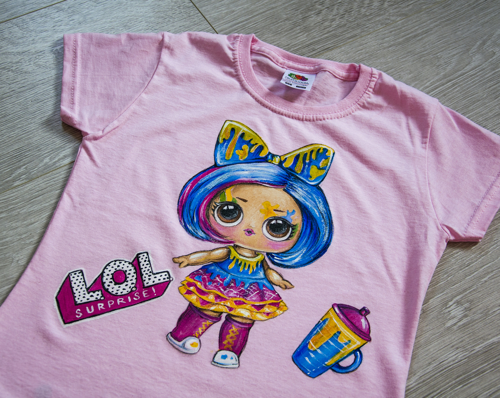 Hand-painted t-shirt for girl, LOL doll - My, T-shirt, Cloth, Painting on fabric, Painting, , Lol, Doll, Longpost