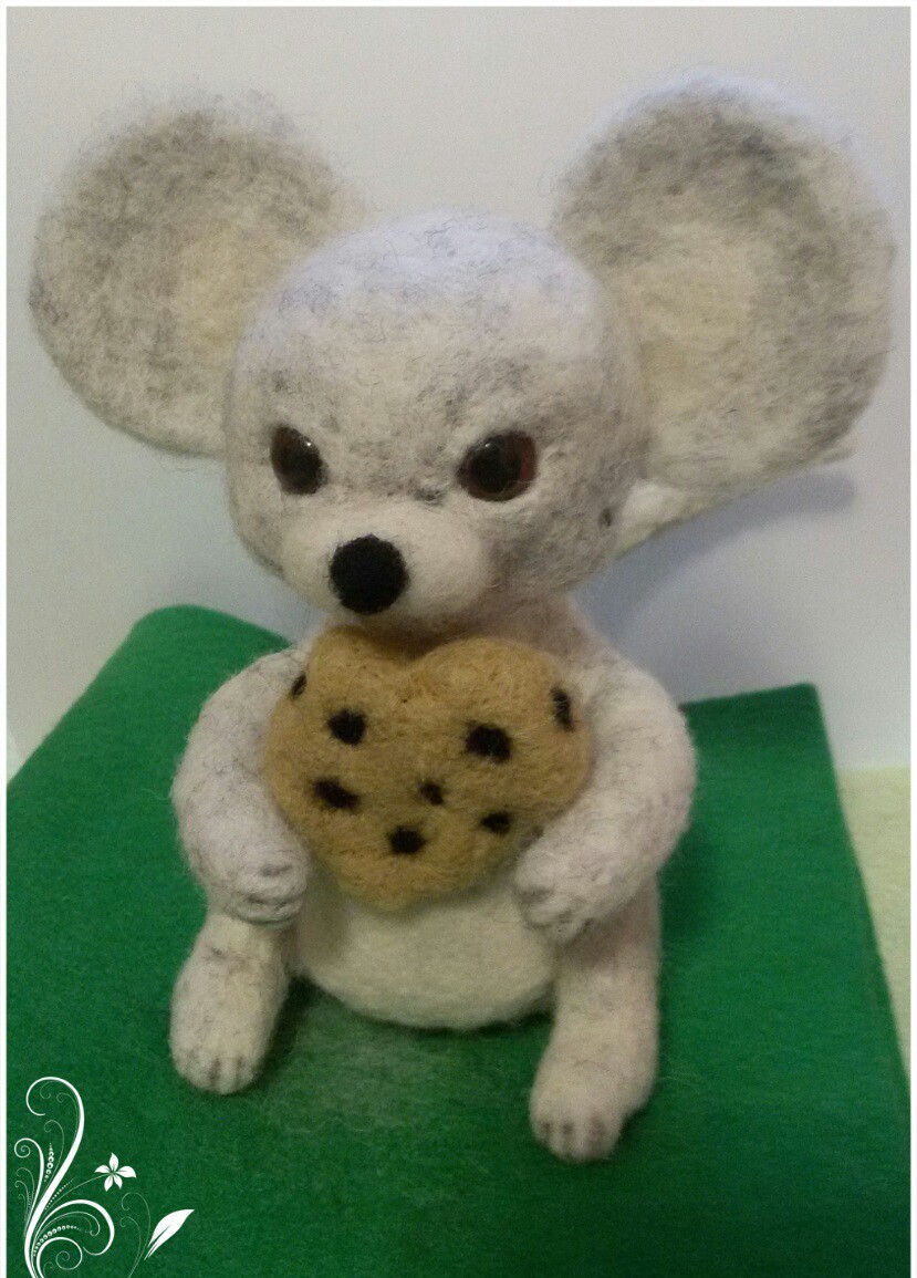 Wool mouse Lesya - Mouse, Dry felting, Unusual gifts, Needlework, With your own hands, Longpost