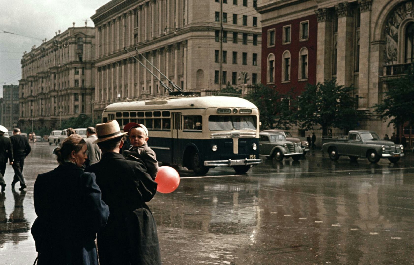 Rainy Moscow 1956 - Moscow, the USSR, Historical photo