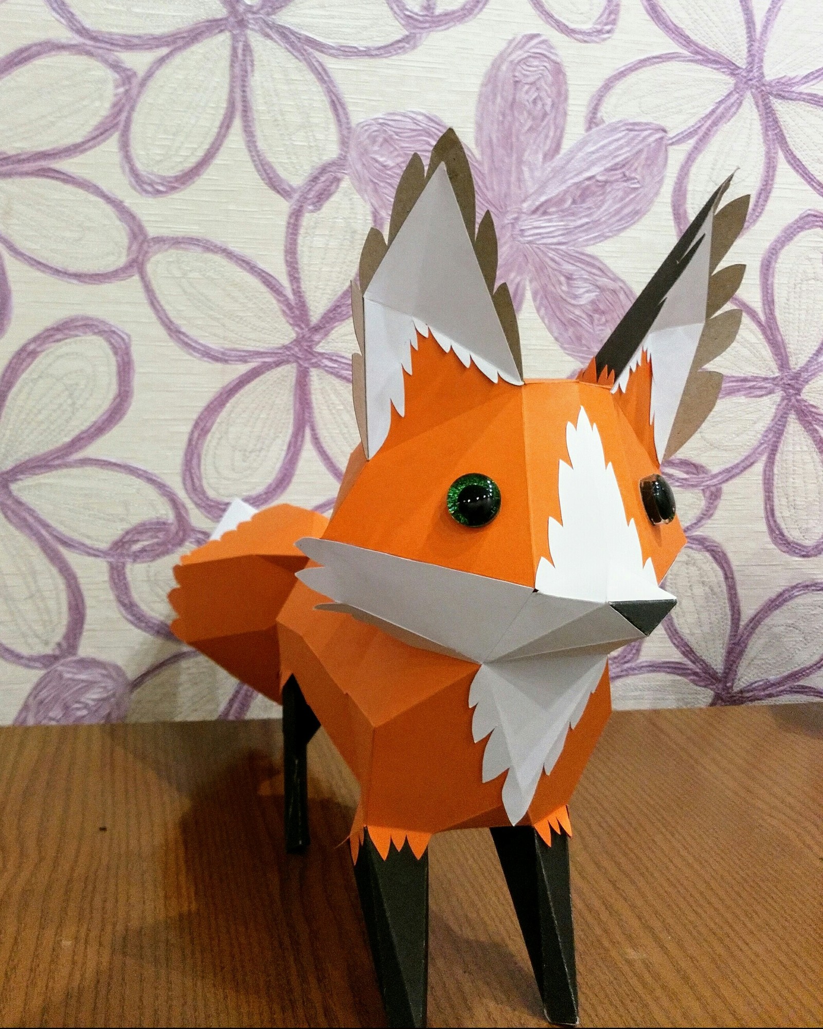 Лиса из картона. Papercraft. - Моё, Papercraft, Лиса, Длиннопост