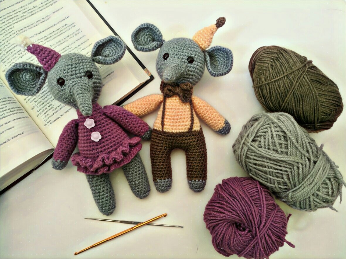 elephant family) - My, Needlework, Crochet, Elephants, Soft toy