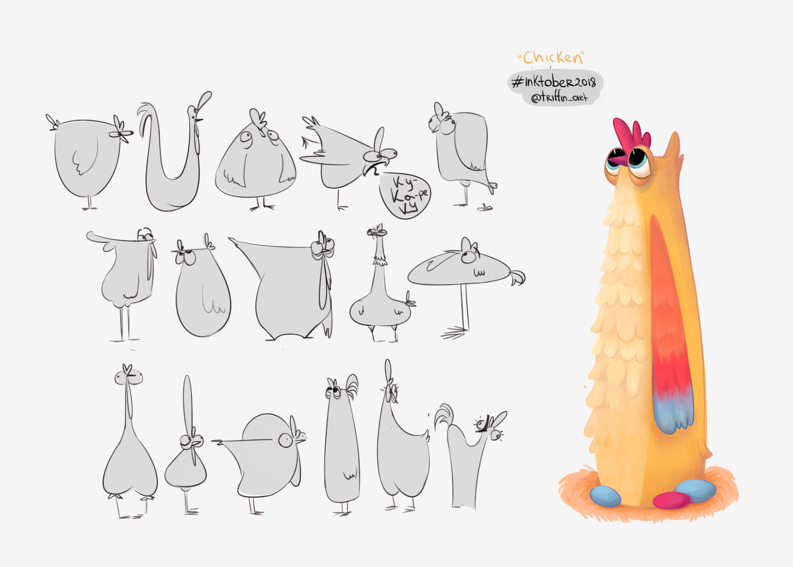 Chicken character development - My, Characters (edit), Character Creation, Art, Hen, Sketch, Cartoons, Concept Art, Drawing