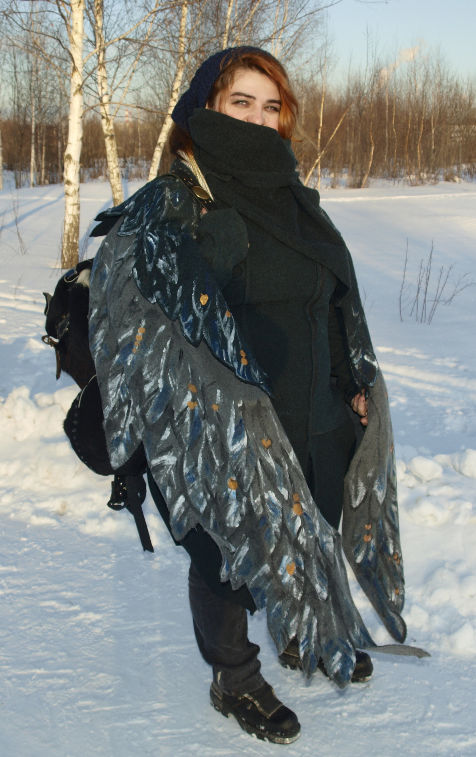 shawl wings - My, Kai Yara, Shawl, Wings, Fantasy, Boho, , Winter, Needlework without process, Longpost