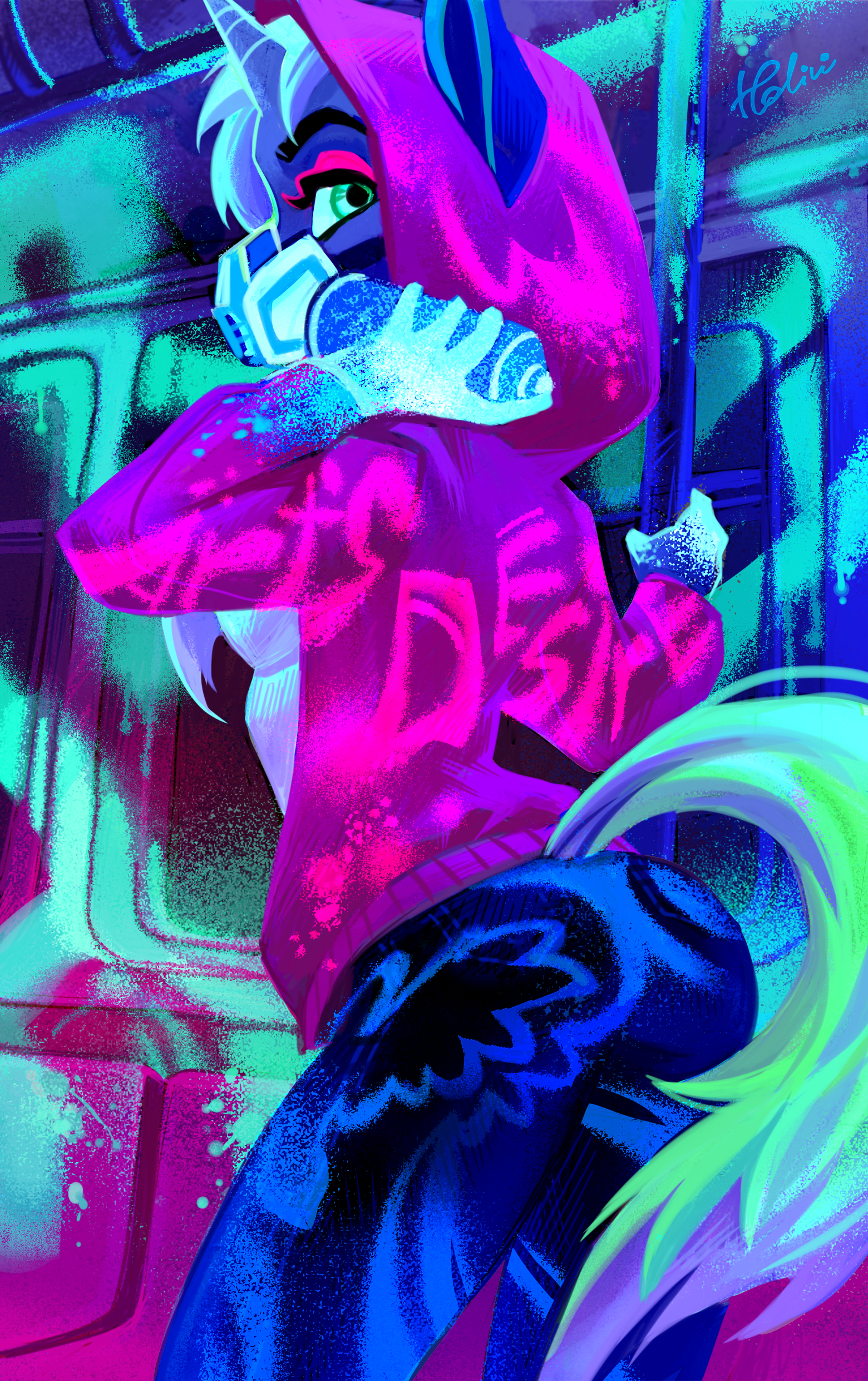 K/Da Pony - My Little Pony, Original Character, KDA, PonyArt, Holivi, Антро, Арт, Длиннопост