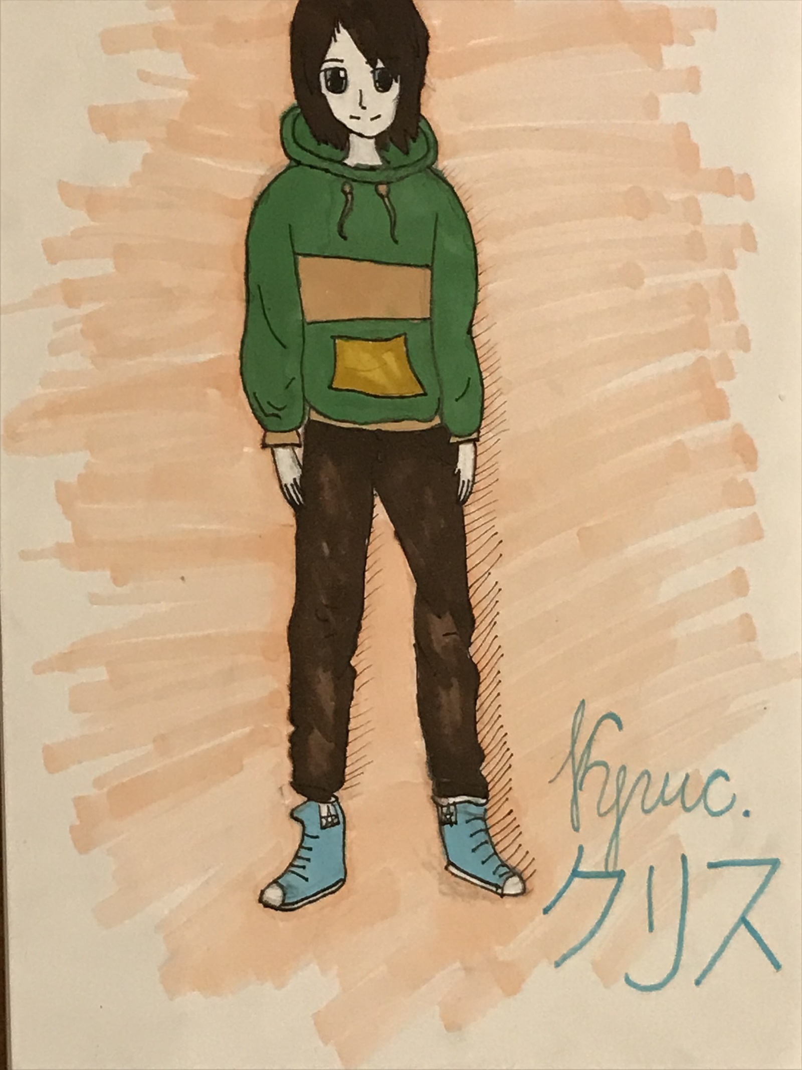 Chris. - My, Deltarune, , Kris, Marker, Drawing