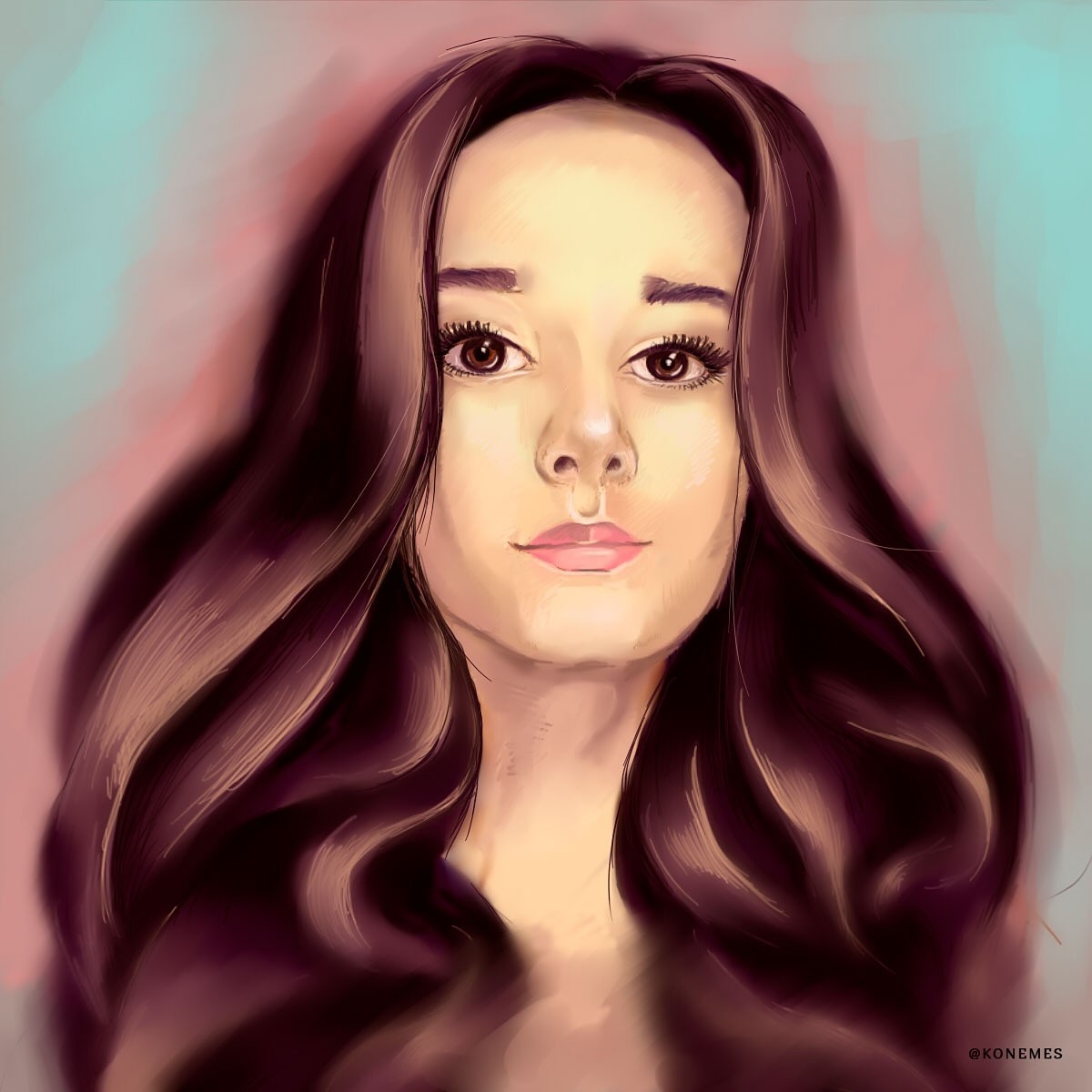 Portrait of a brunette in digital - My, Art, Portrait, Digital, League of Artists, 