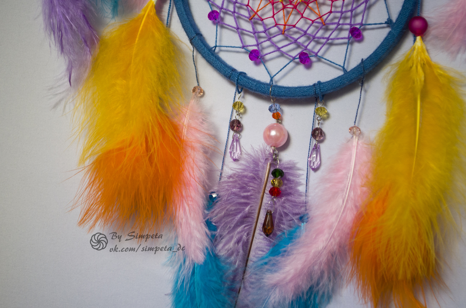 Dreamcatcher Tropical Sunset - My, Bysimpeta, Handmade, Needlework, Needlework without process, With your own hands, , Dreamcatcher, Longpost