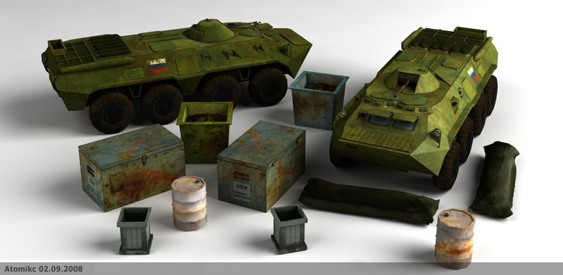 And why not? - My, Gamedev, 3D modeling, Low poly, Technics, Armored personnel carrier, Gas Tiger, Niva, Fire engine, Longpost