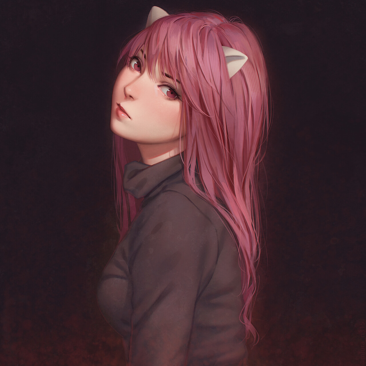 By Miura N315 - Арт, Рисунок, Miura-N315, Аниме, Elfen Lied, Lucy, Люси, Lucy (Elfen Lied)