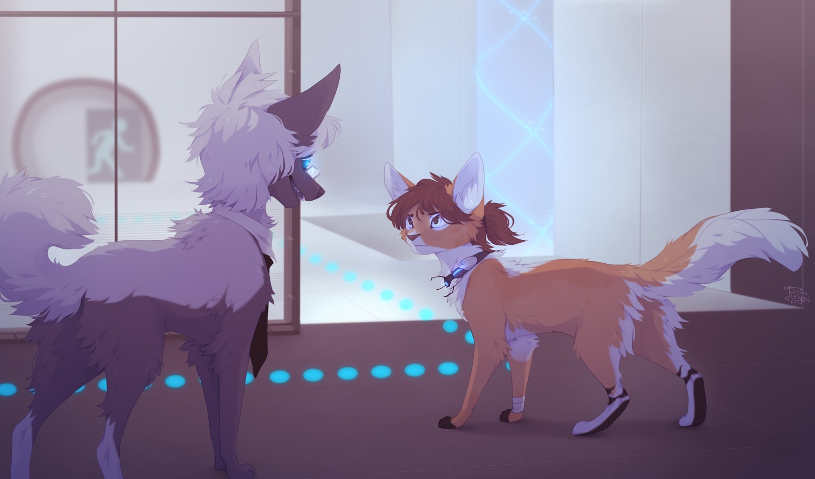 Portal time - Furry, Anthro, Art, Furry feral, Portal, Reysi, Longpost