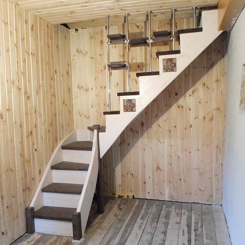 Beautiful compact staircase to a country house. She is already 4 years old - My, Stairs, , Wooden staircase, , Longpost