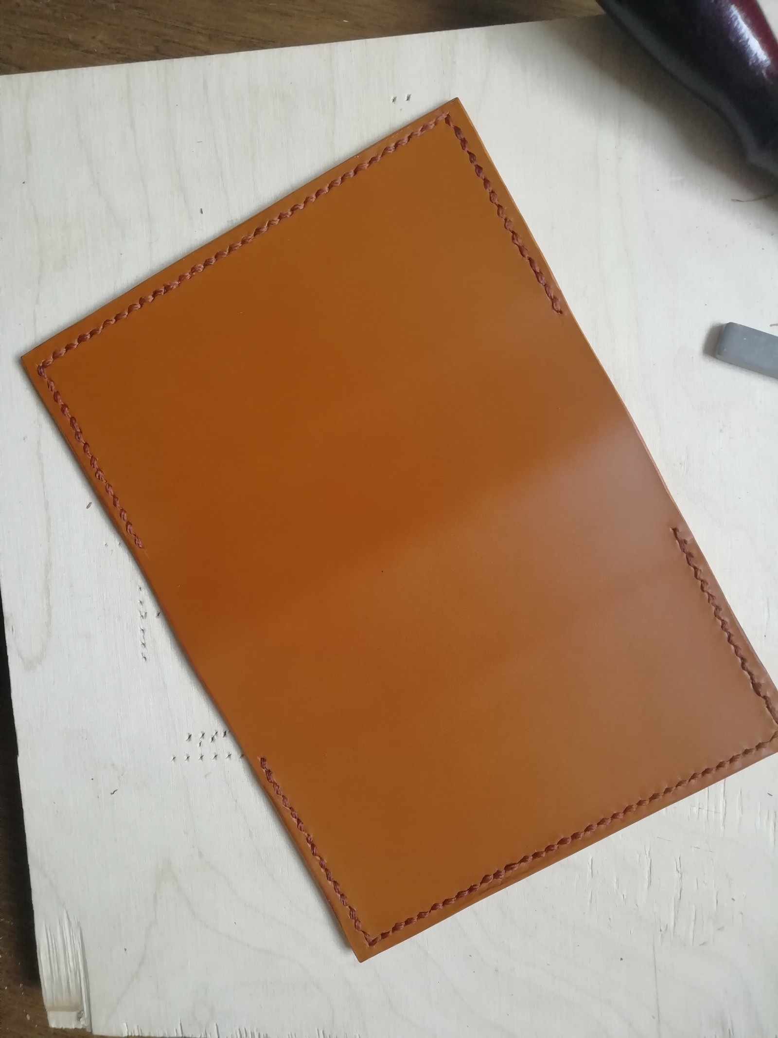 Job #1 passport cover. - My, Leather, Cover, Leather craft, Hobby, Longpost