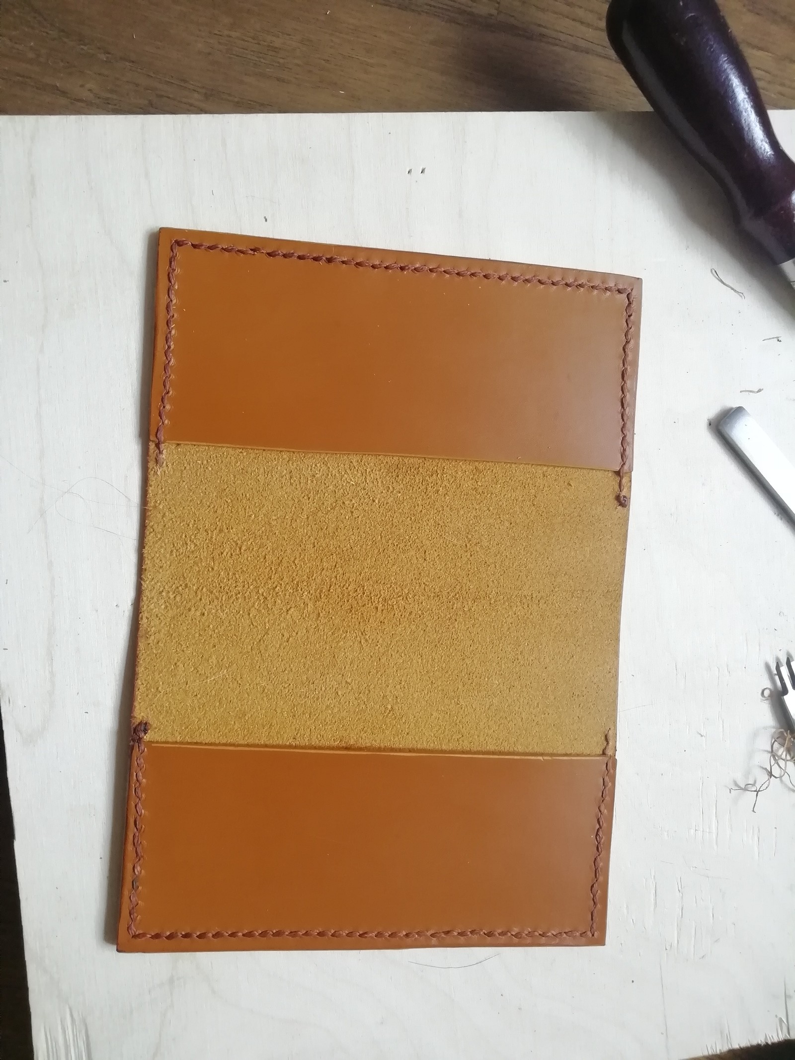 Job #1 passport cover. - My, Leather, Cover, Leather craft, Hobby, Longpost