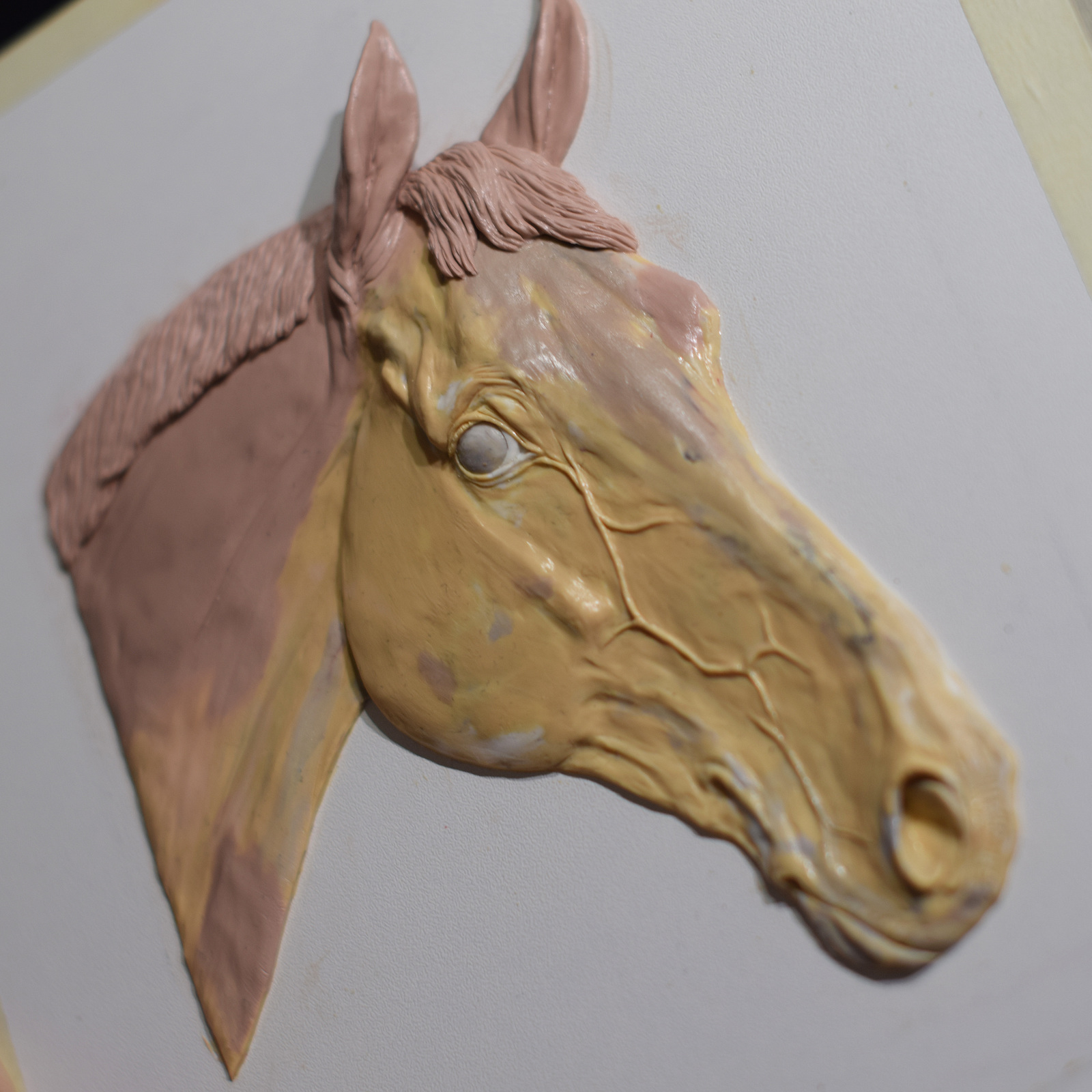 Bas-relief with a horse - My, Horses, Polymer clay, Bas-relief, Needlework with process, Лепка, Longpost