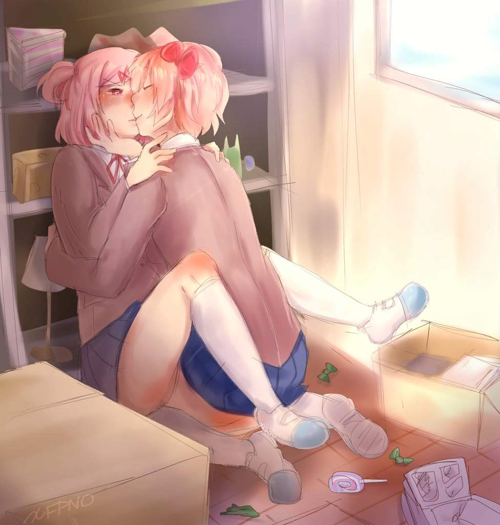 Sweet sugar - Doki Doki Literature Club, Sayori, Natsuki, Yuri, Anime Art, Визуальная новелла