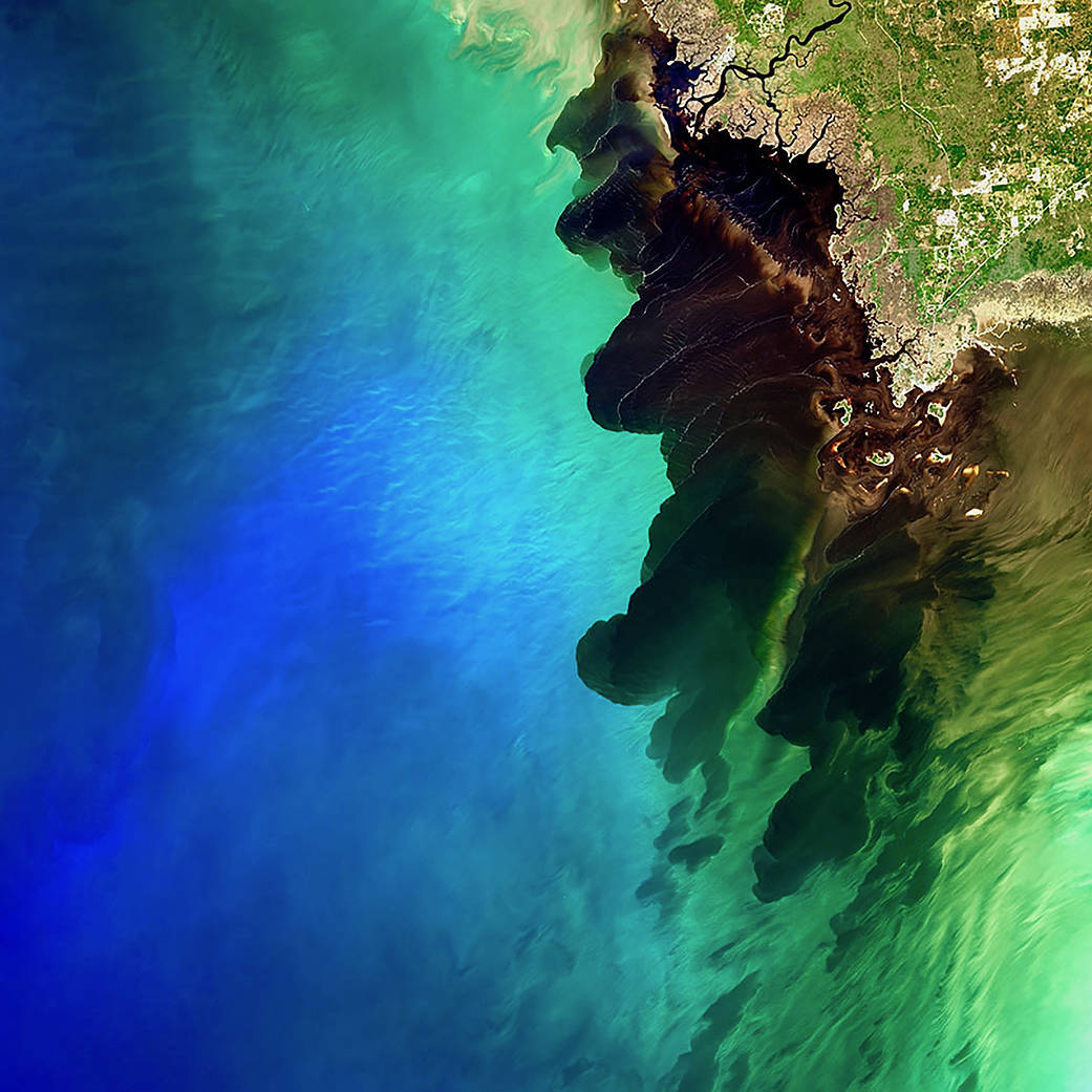 The Suwannee River Meets the Sea (viewed from space) - NASA, River, Satellite photo, Pictures from space