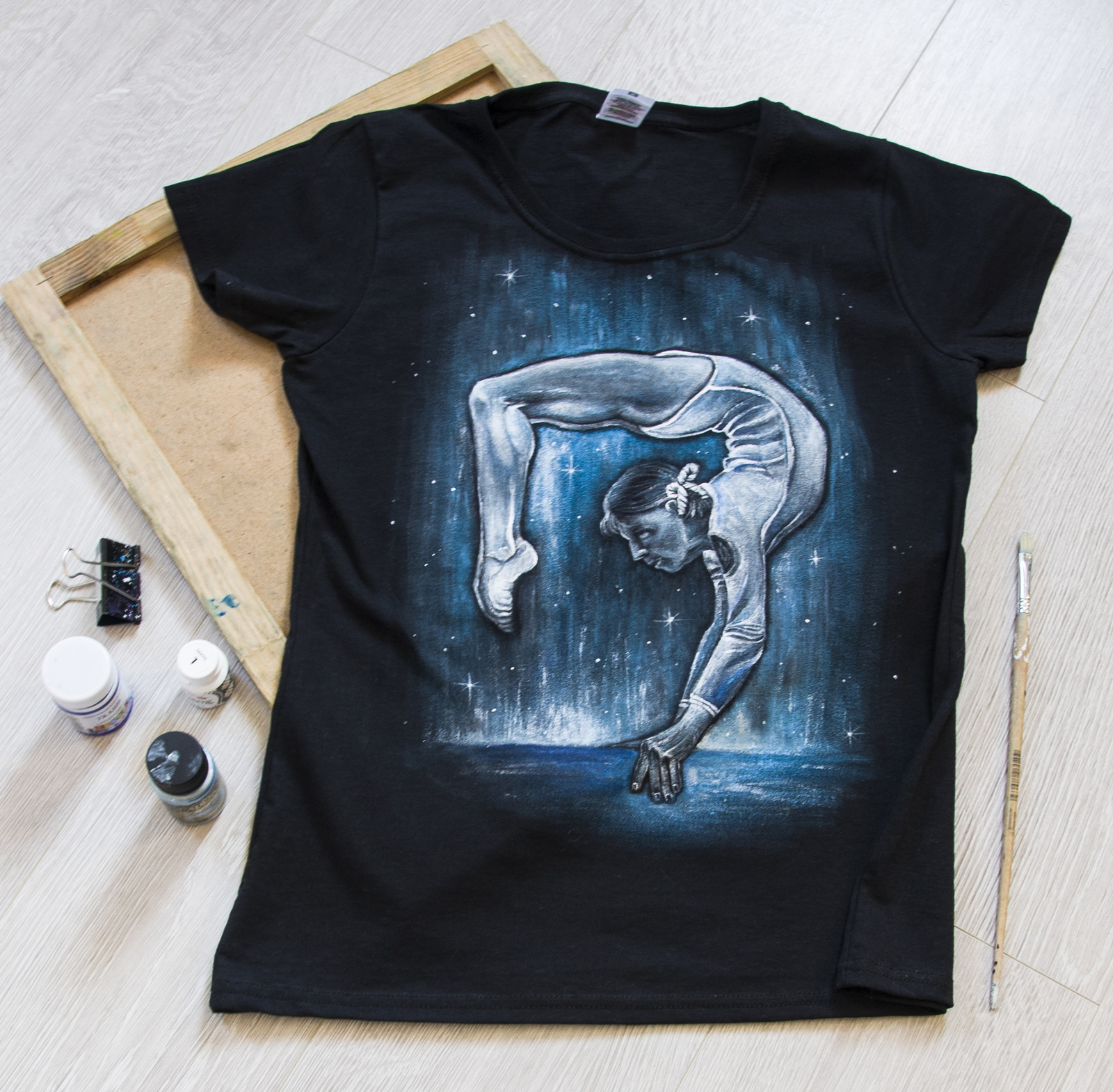 Hand painted gymnast t-shirts - My, T-shirt, Gymnasts, Sport, Painting on fabric, Longpost