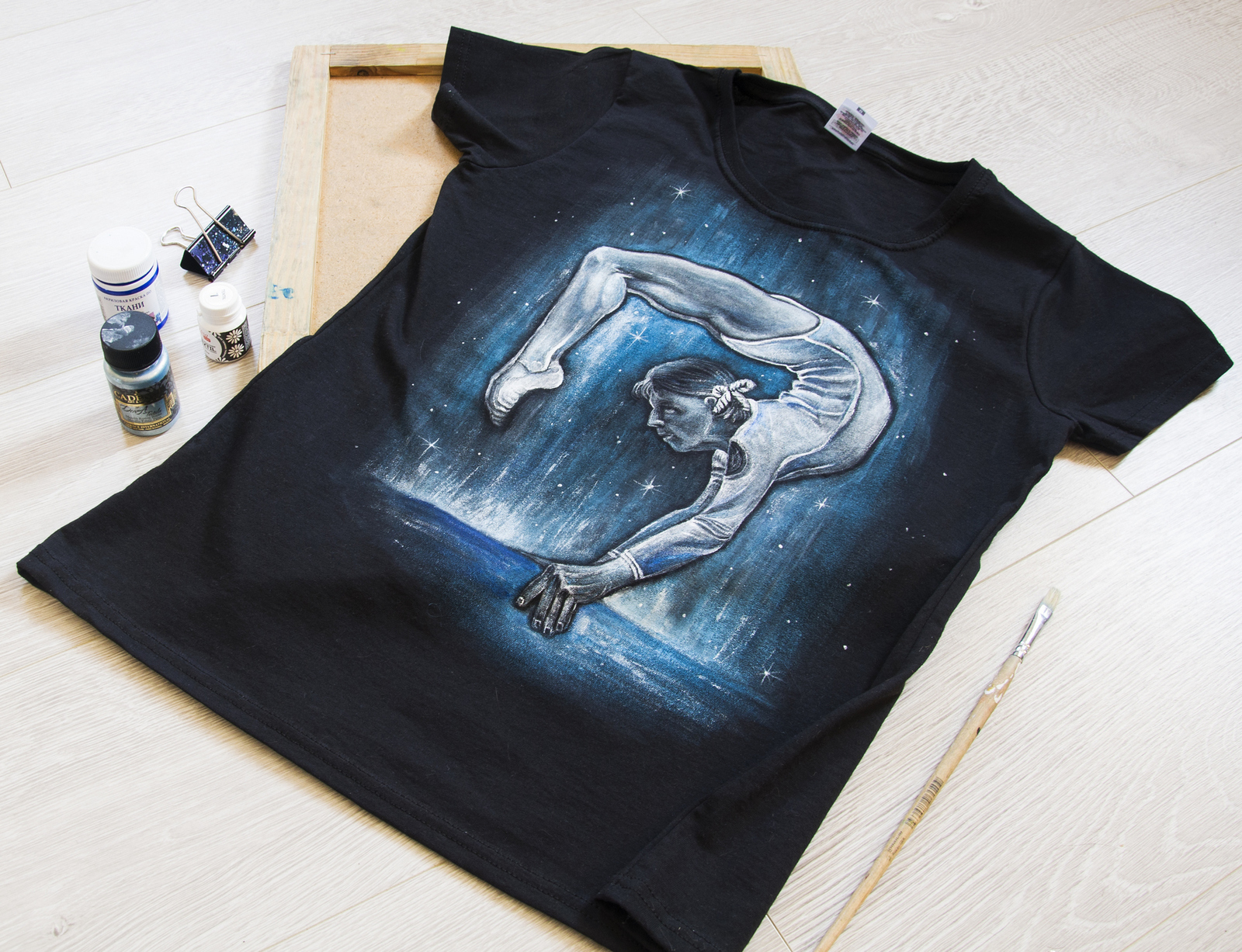 Hand painted gymnast t-shirts - My, T-shirt, Gymnasts, Sport, Painting on fabric, Longpost