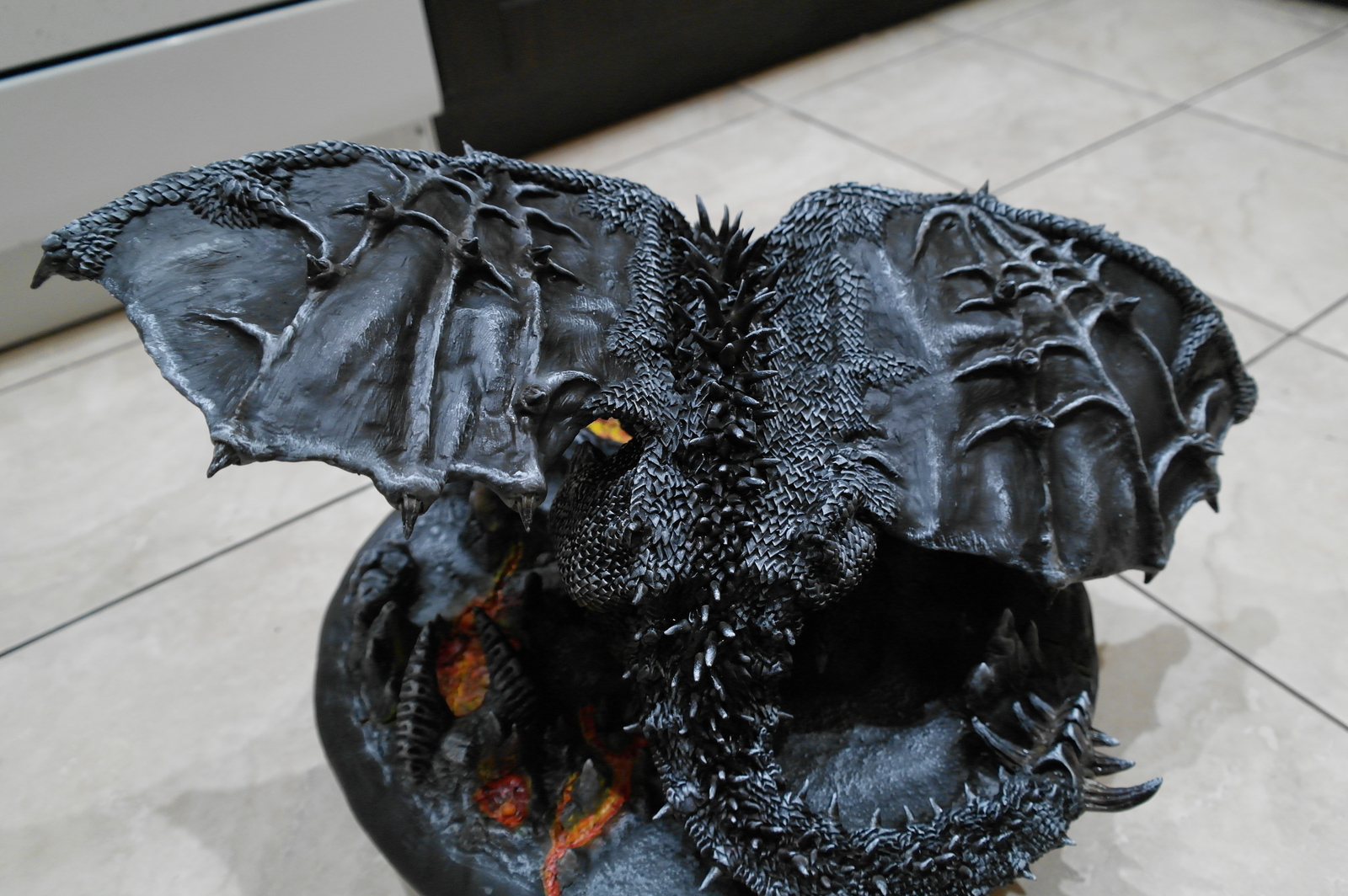 Black dragon (polymer clay) - My, Polymer clay, Needlework with process, Sculpting, Longpost, The Dragon, Fantasy