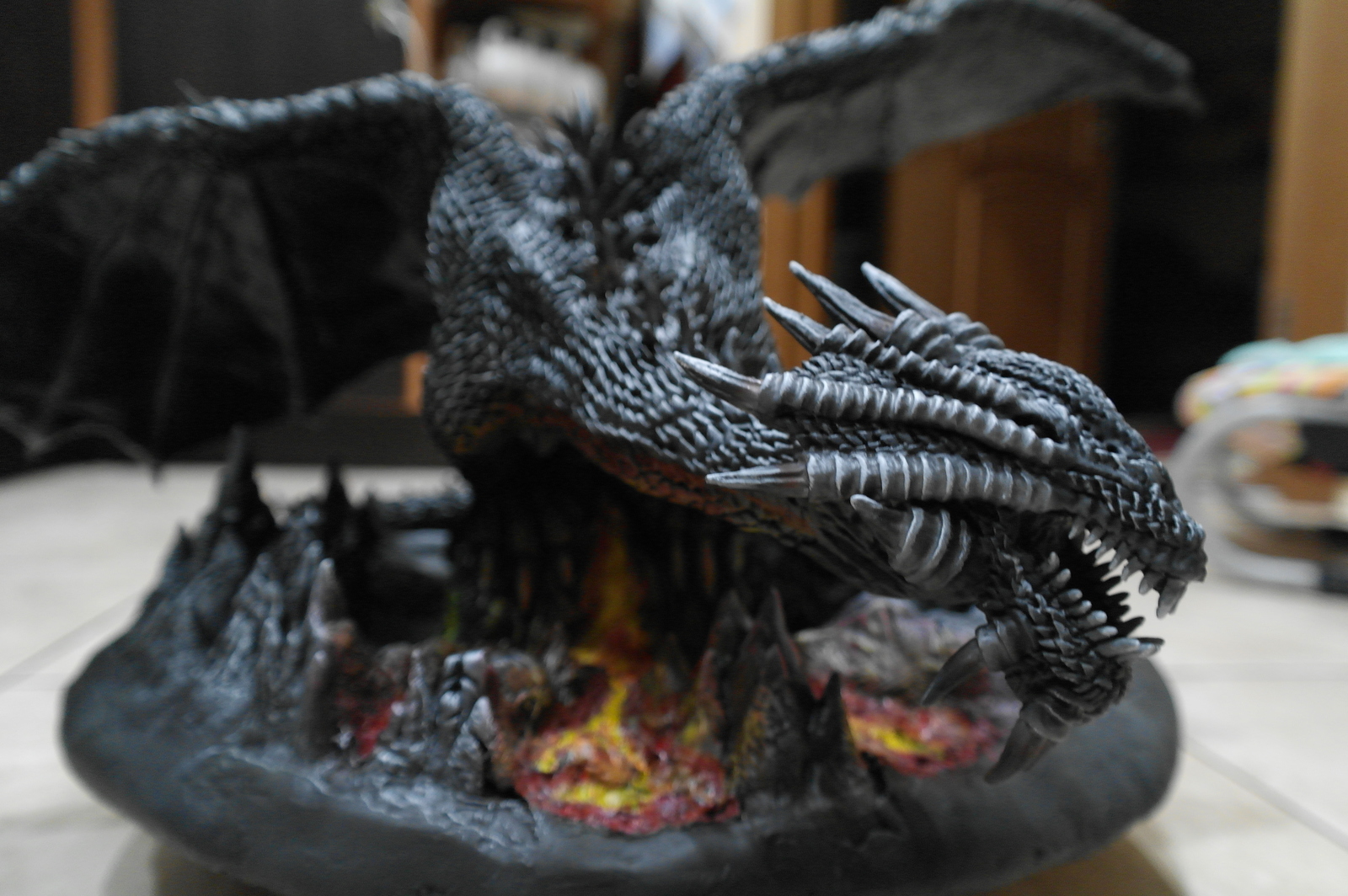 Black dragon (polymer clay) - My, Polymer clay, Needlework with process, Sculpting, Longpost, The Dragon, Fantasy