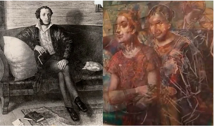 Portrait of Pushkin hidden under a painting by Petrov-Vodkin - Painting, Petrov-Vodkin, Pushkin, Painting, Opening, Longpost