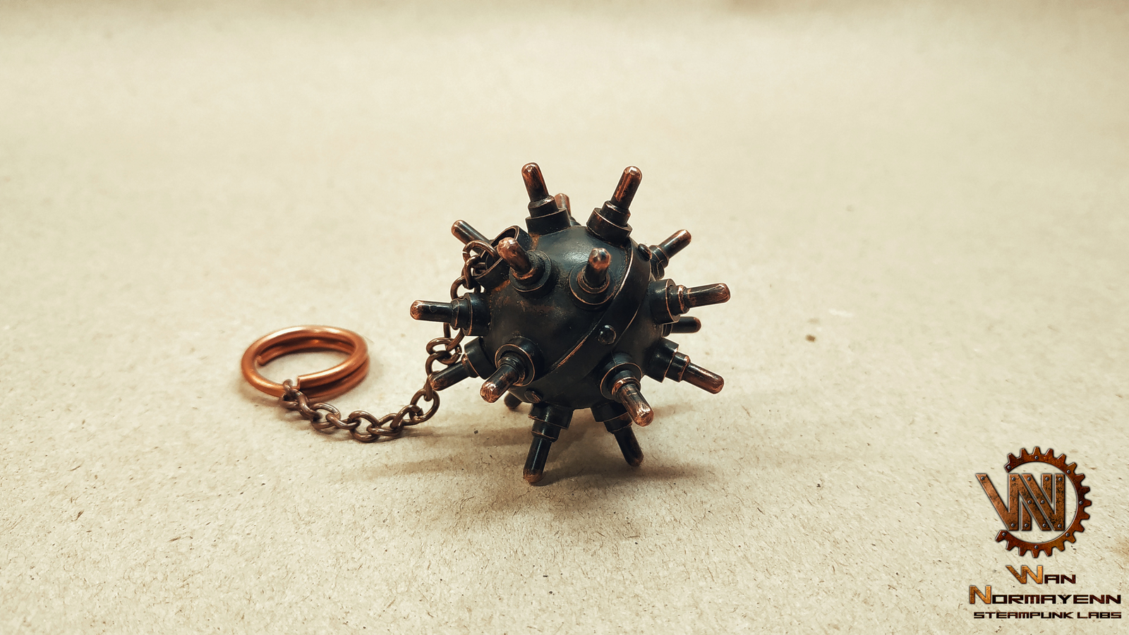 Keychain Naval mine - My, Steampunk, Needlework with process, Video, Longpost, Metal products, Sea mine