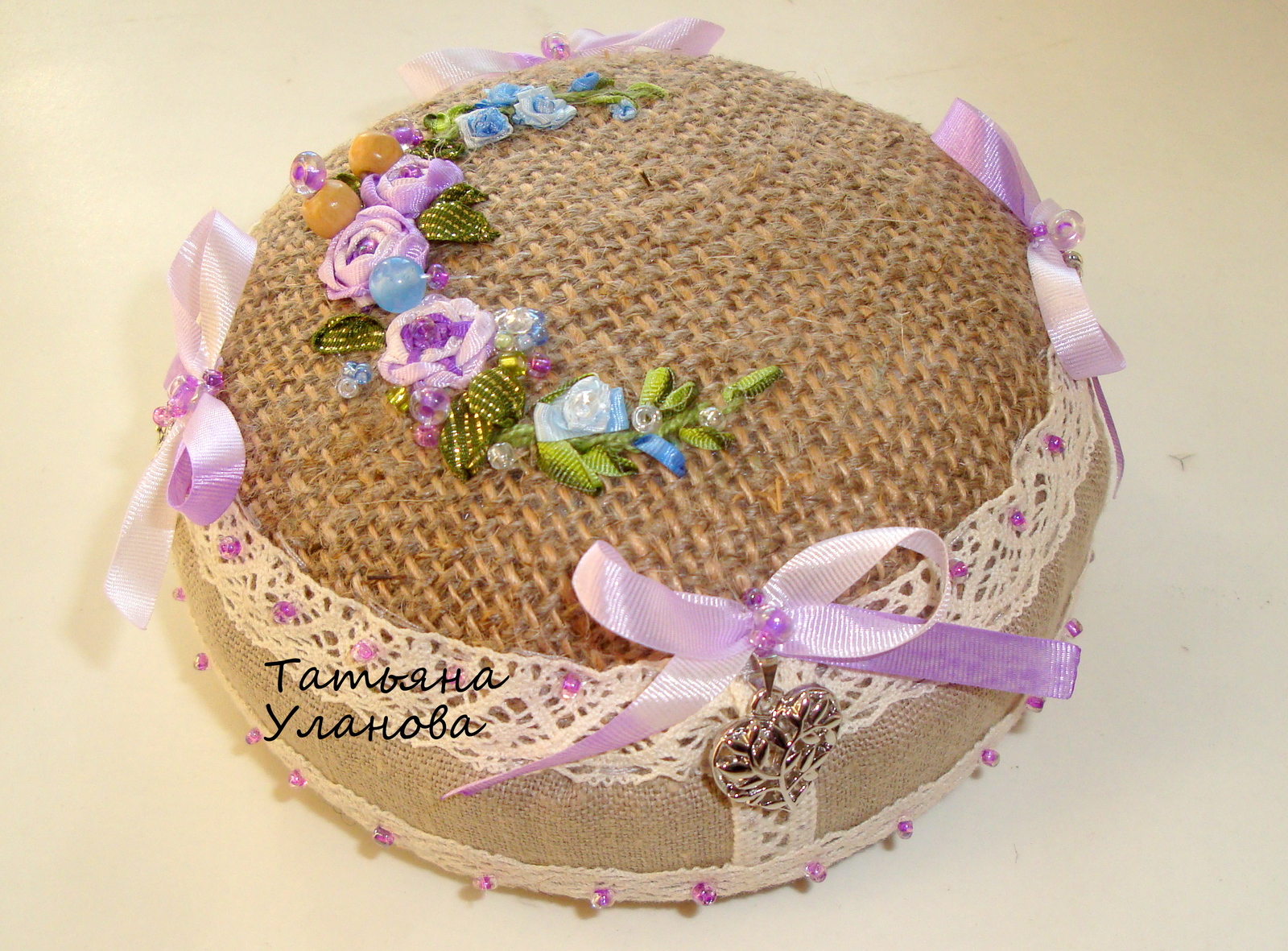 Friday my pincushion - My, Embroidery with ribbons, Friday tag is mine, Needlework with process, , Handmade, Longpost