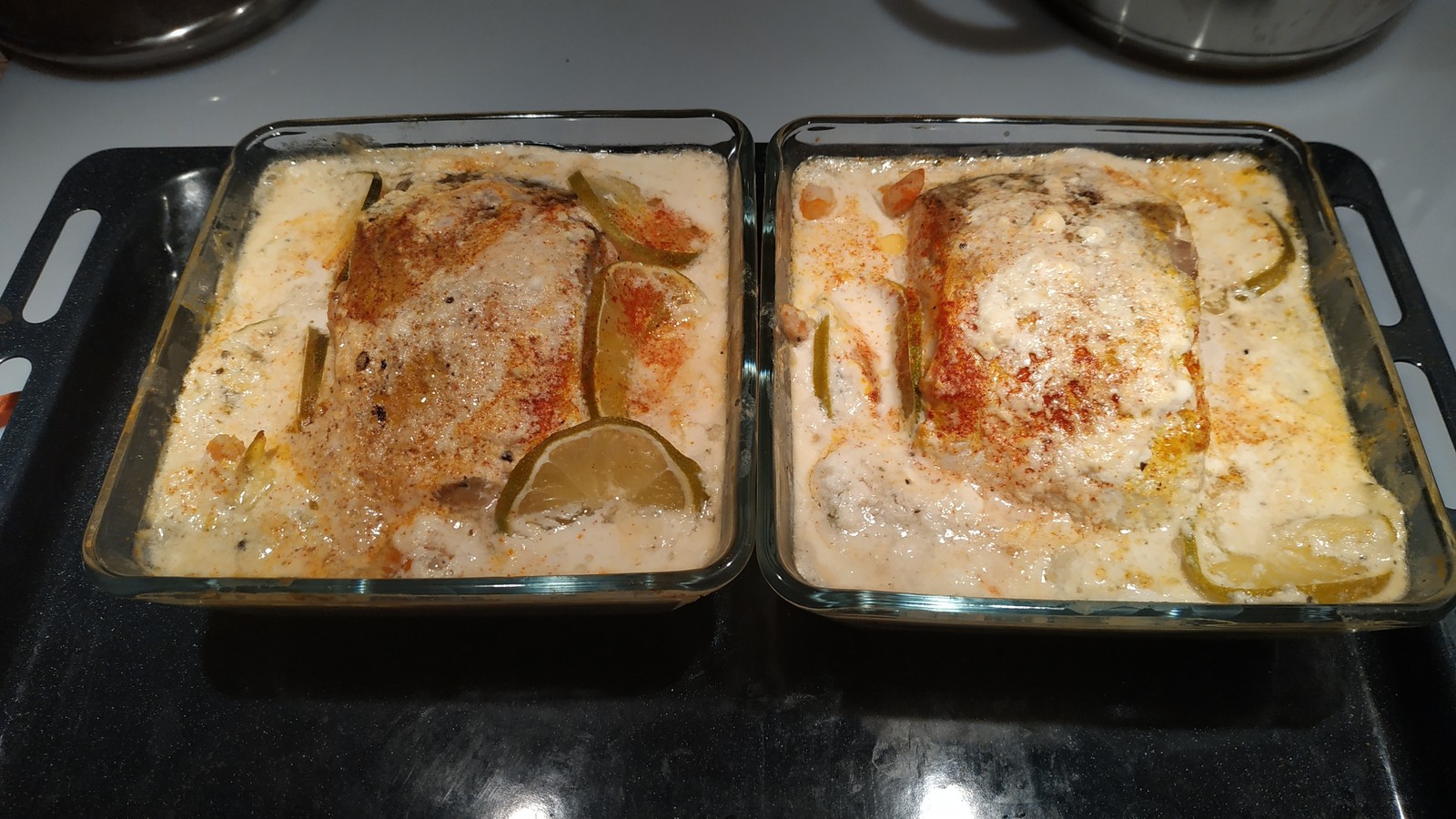 Fish with shrimp in cream - Recipe, In the oven, Longpost, A fish, Shrimps, Food