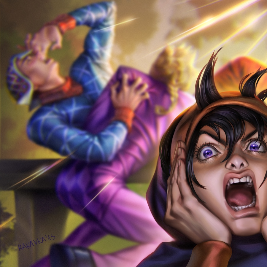 Didn't see anything! - Jojos bizarre adventure, Vento aureo, Anime art, Anime, Giorno Giovanna, Narancia Ghirga, Guido Mista, Rakavka