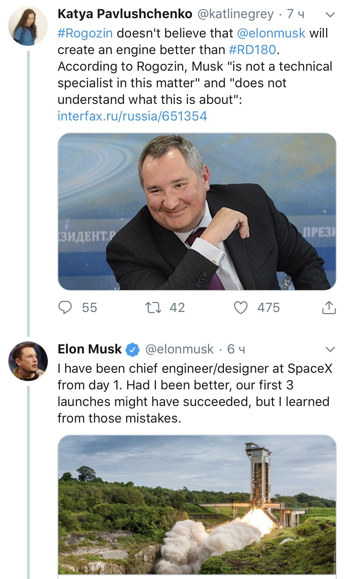 About RD-180 and Raptor from Elon Musk's twitter. - Elon Musk, Rd-180, Spacex, Raptor, Dmitry Rogozin, Rocket, Engine, Technologies, Longpost