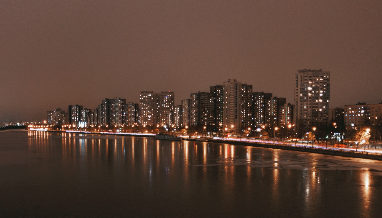 View from the Nagatinskiy Bridge - My, The photo, Night, Town, Moscow, View