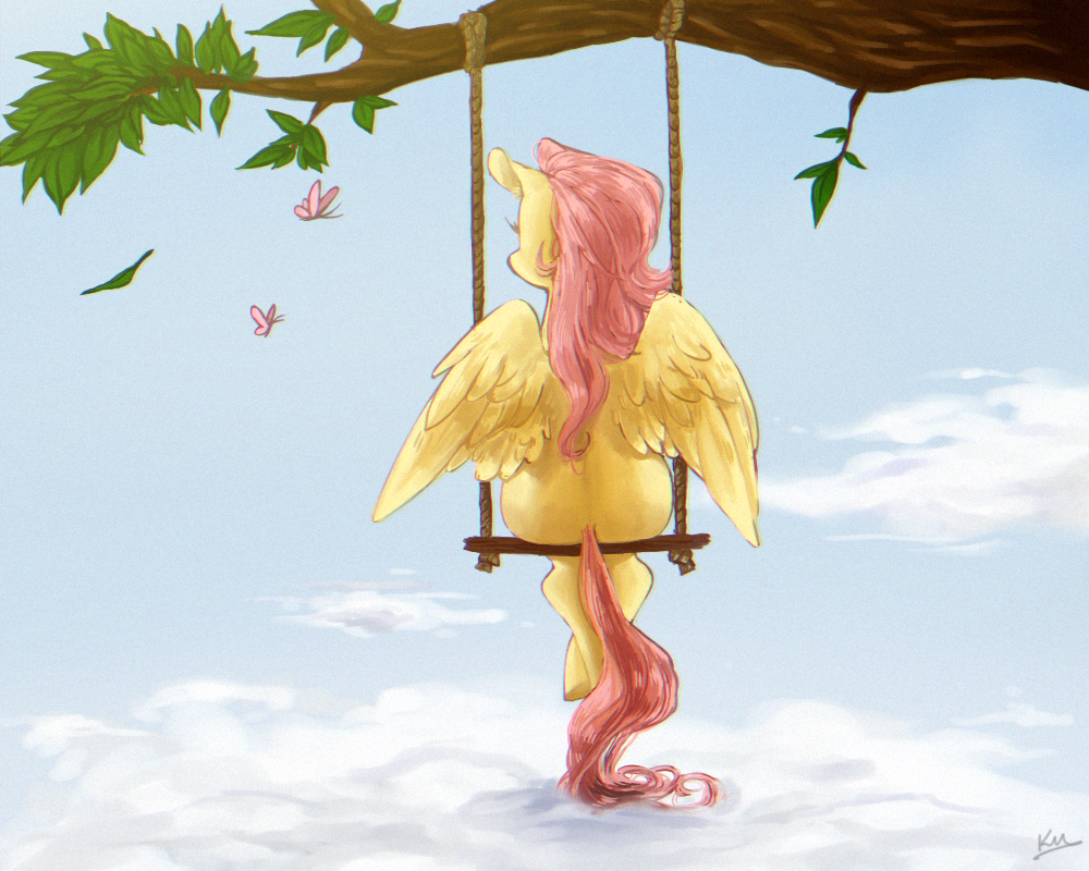 Peaceful moment - My Little Pony, Fluttershy, Качели, Kittyie