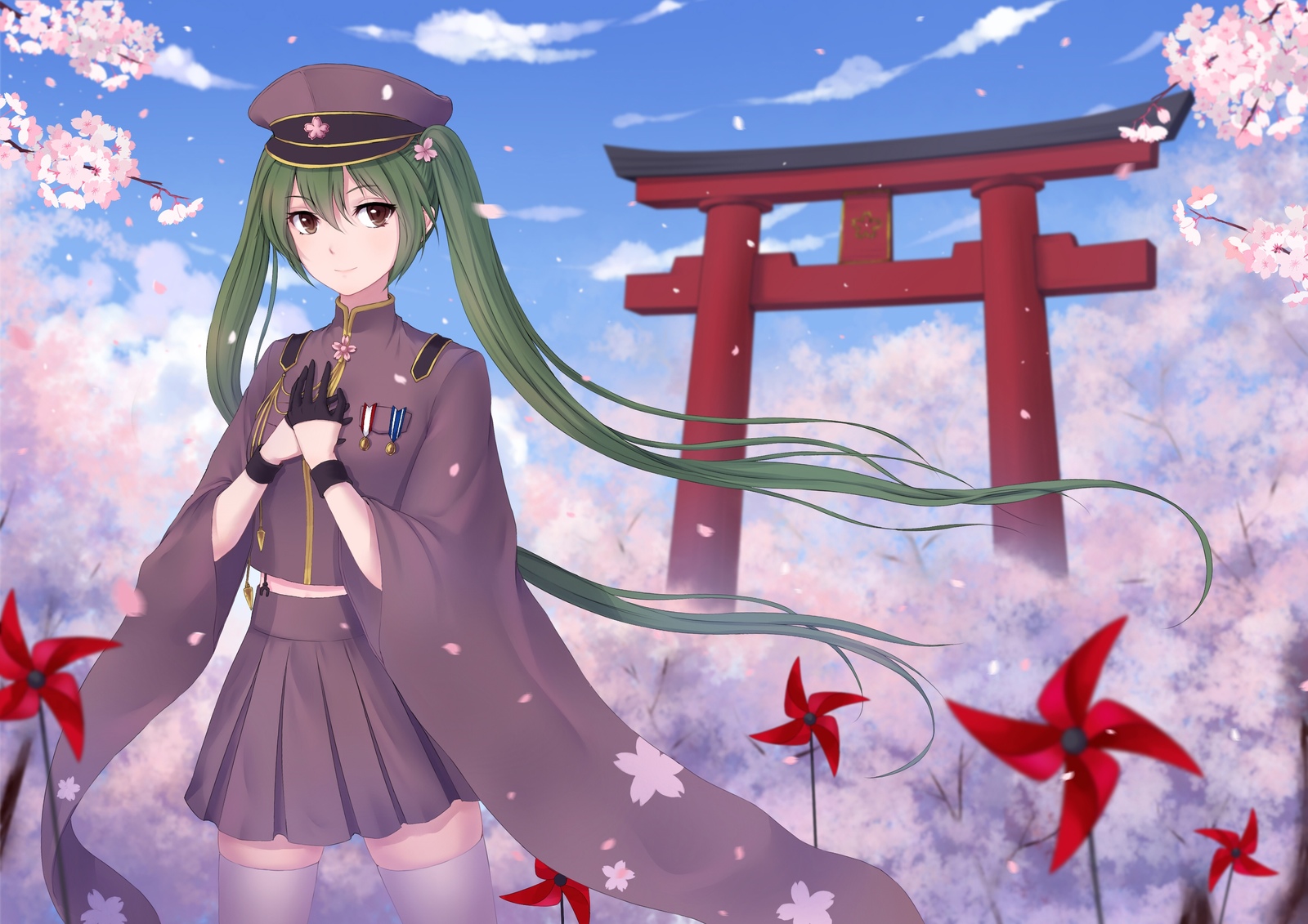 Sakura blossoms and hundreds of petals... - Anime, Not anime, Vocaloid, Hatsune Miku, Anime art, Senbonzakura