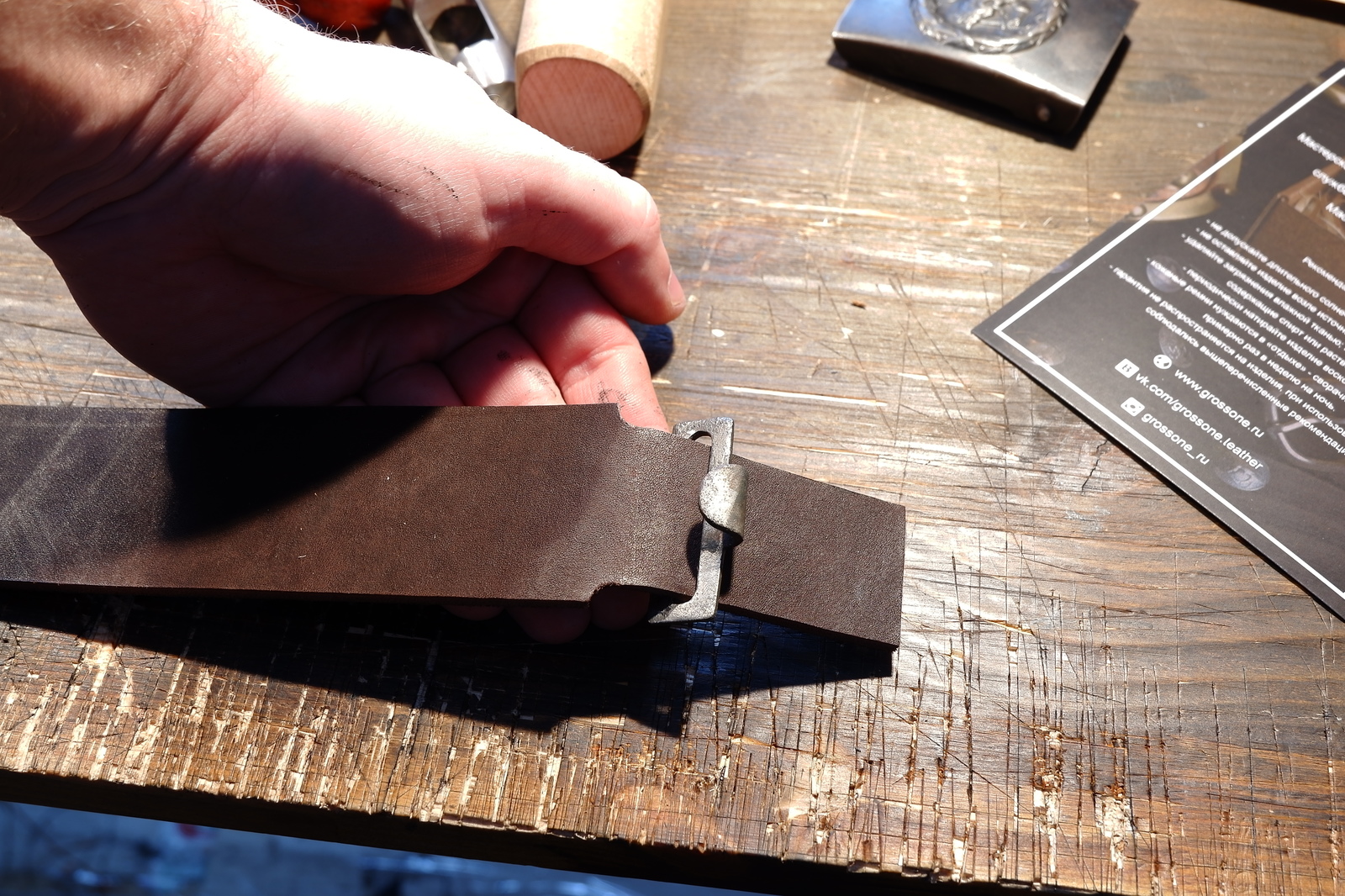 Making a belt with a Finnish buckle from the Great Patriotic War - My, Leather craft, Grossone, , , Belt, Longpost