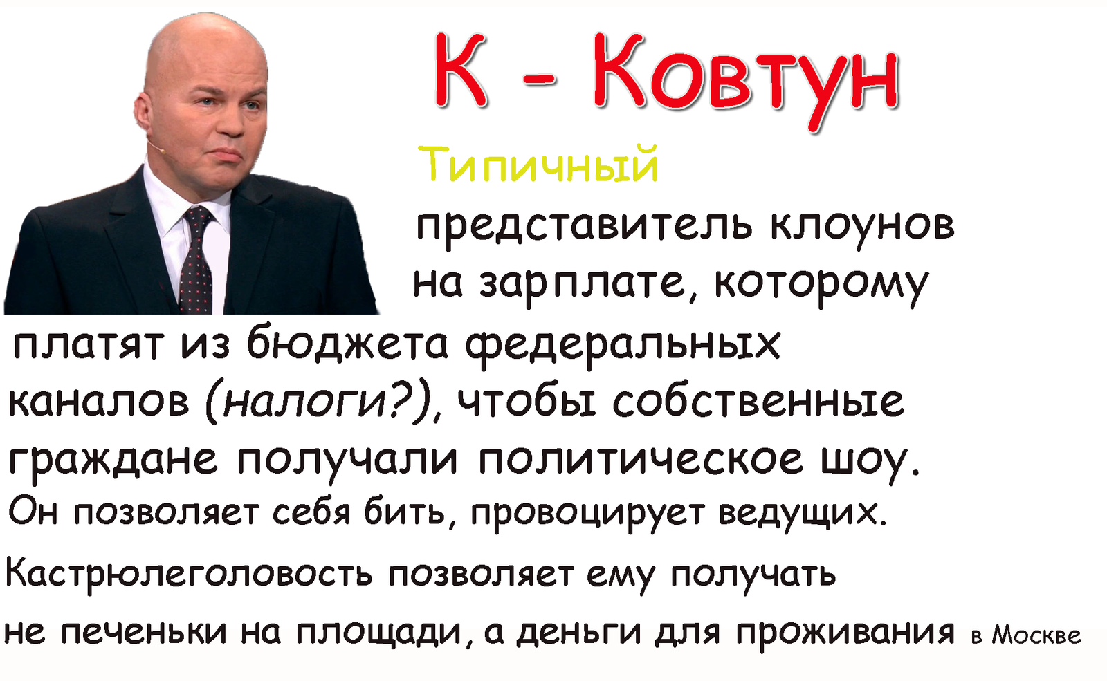 Political alphabet: K - Kovtun - Politics, The television, TV set, Show, Clown, Broadcast, Channel, Broadcasting