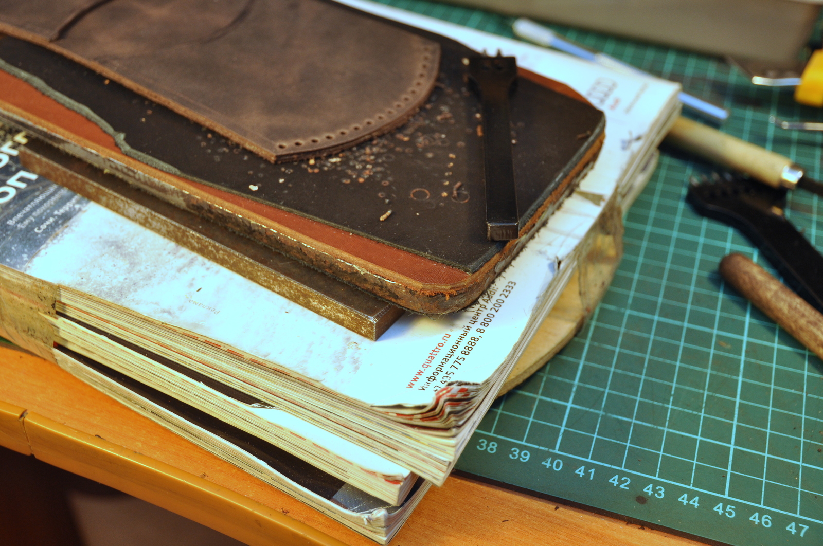 Making a simple leather wallet - My, Handmade, Leather, Wallet, Longpost, With your own hands