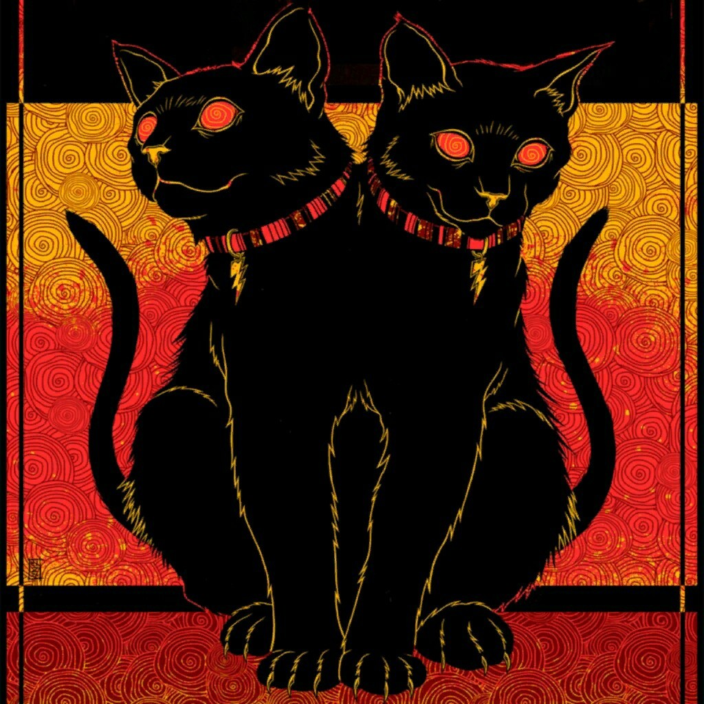 Siamese cats - cat, Siamese twins, Art, Mystic, Pets