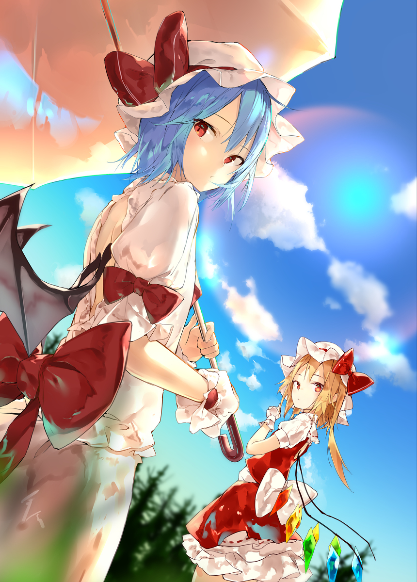 Scarlet Sisters by sakusyo - Touhou, Anime art, Anime, Flandre scarlet, Remilia scarlet, Sakusyo, Longpost