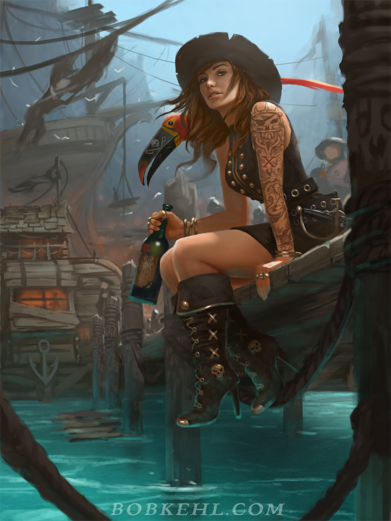 Tortuga - Art, Drawing, Girls, Pirates, Bob Kehl, 