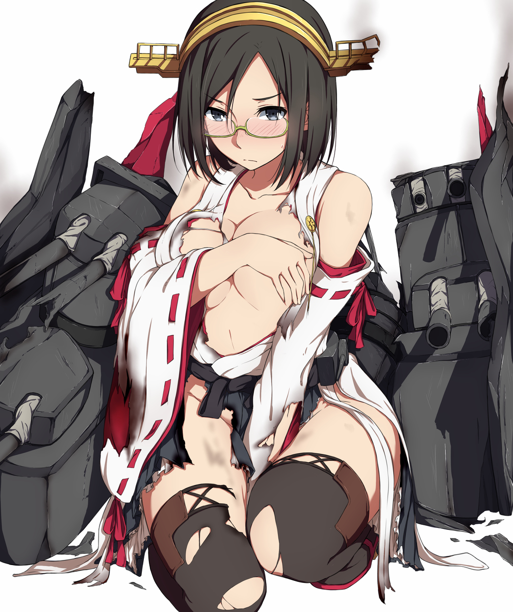 Kirishima - NSFW, Kantai collection, Kirishima, Heavily damaged, Etty, Anime art, Anime, Art