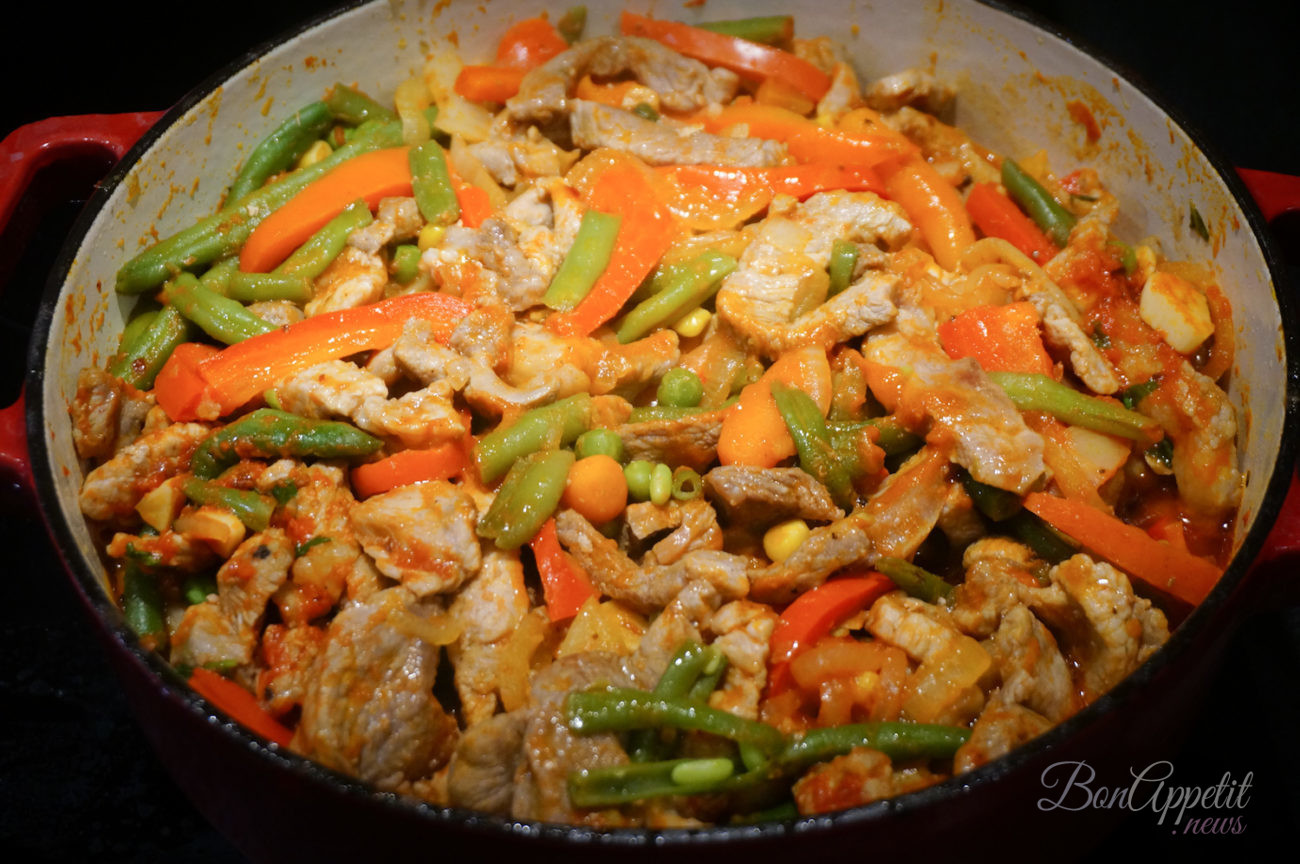 Braised pork with vegetables - My, , Recipe, , Longpost