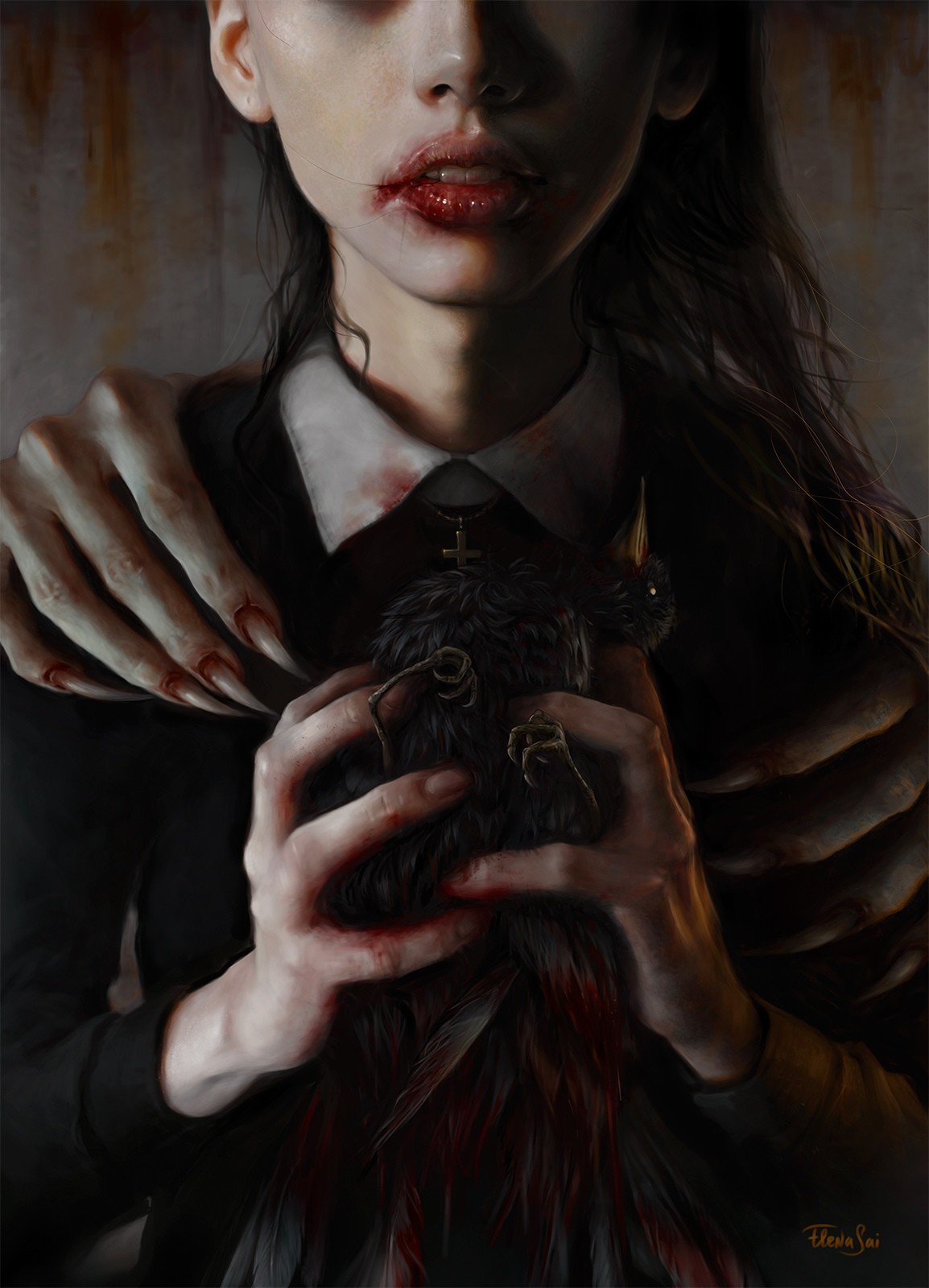 Scary paintings by Elena Sai - Art, Drawing, Portrait, Elena SAI, Longpost