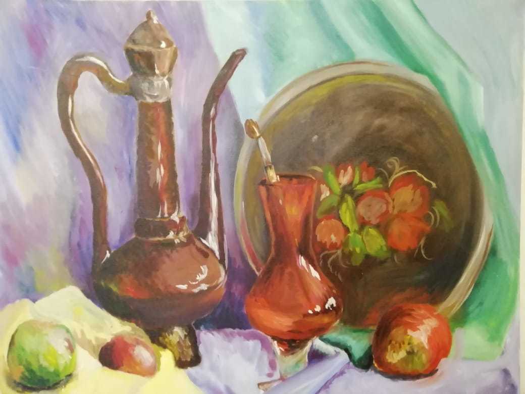 Still life - My, Painting, Oil paints, Canvas, Student body, Longpost, Students