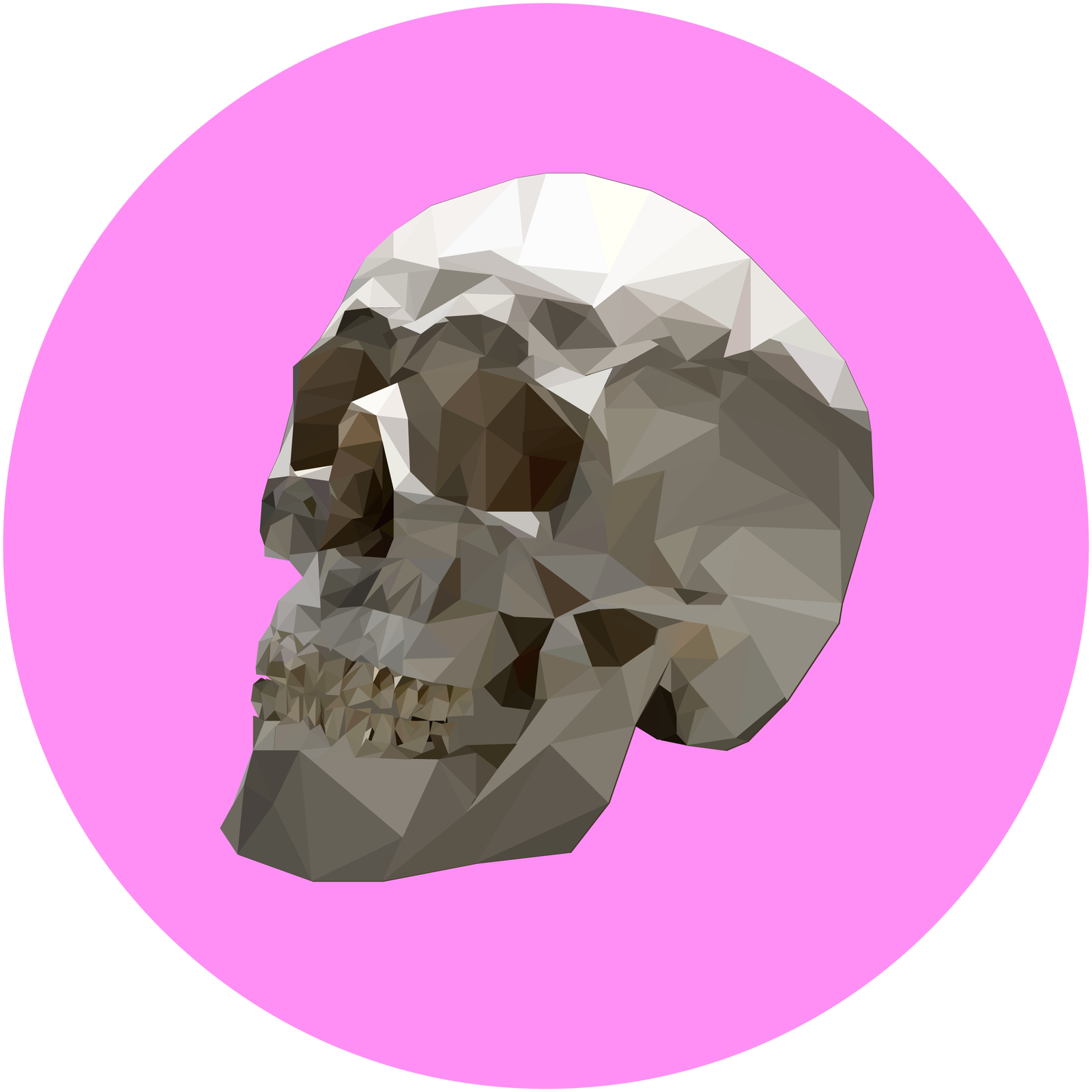 I continue to draw LowPoly - My, Drawing, Scull, , Art, Polygon, Polygonal graphics, Pink, Low poly