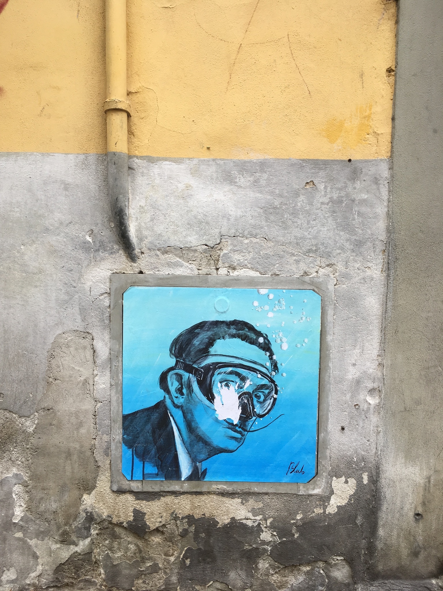 Blub L'arte sa nuotare on the streets of Lucca, Tuscany - My, Street art, Lucca, Drawing on the wall, , Longpost